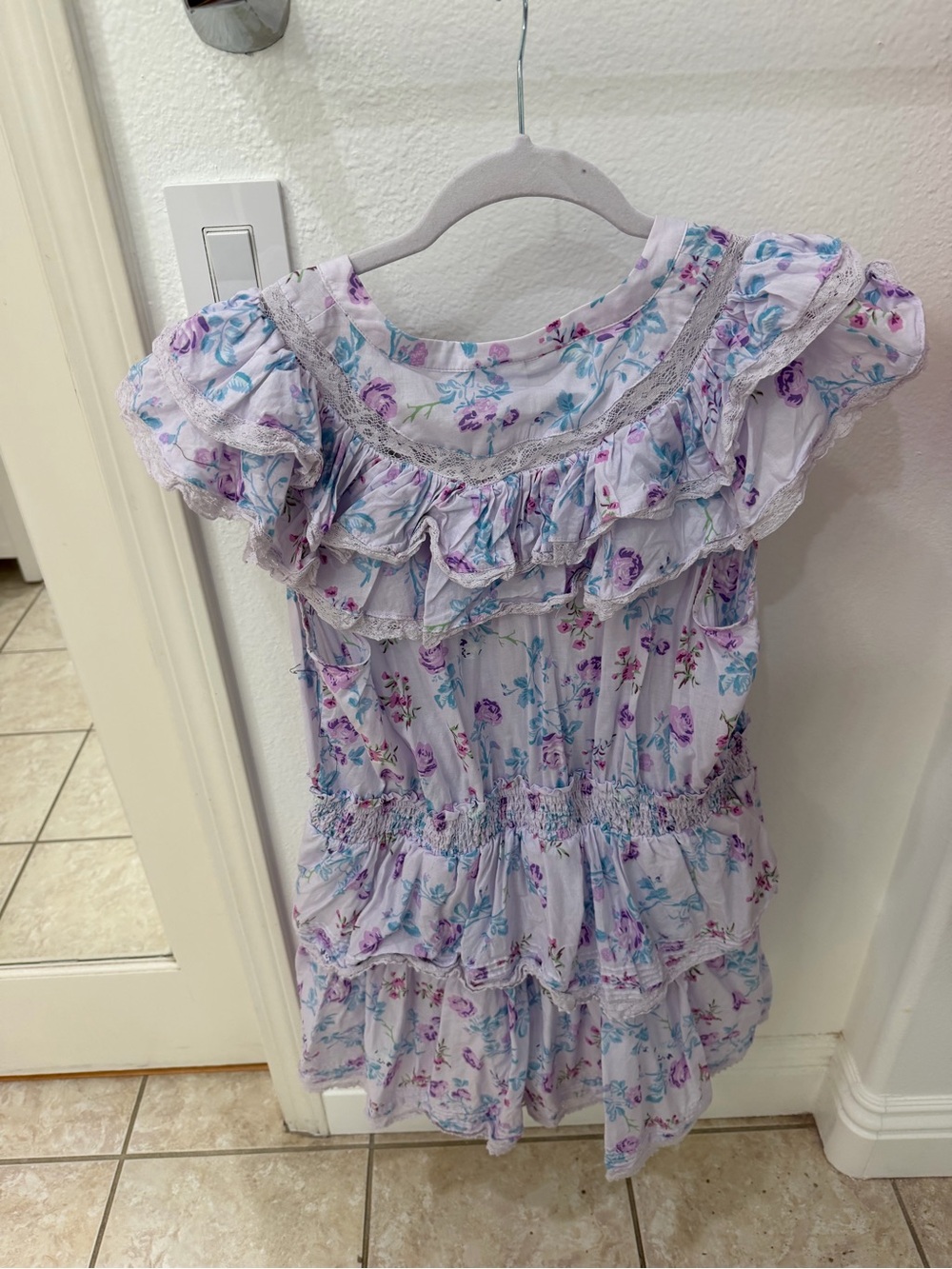 LoveShack Fancy x Target Purple Floral Tiered Mini Dress - Picture 5 of 9